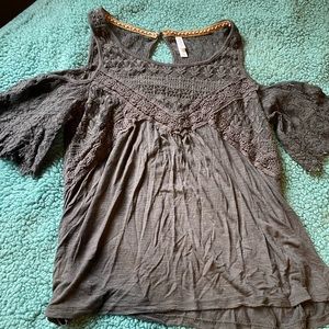 Off the shoulder grey blouse